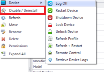 Remote disable_uninstall