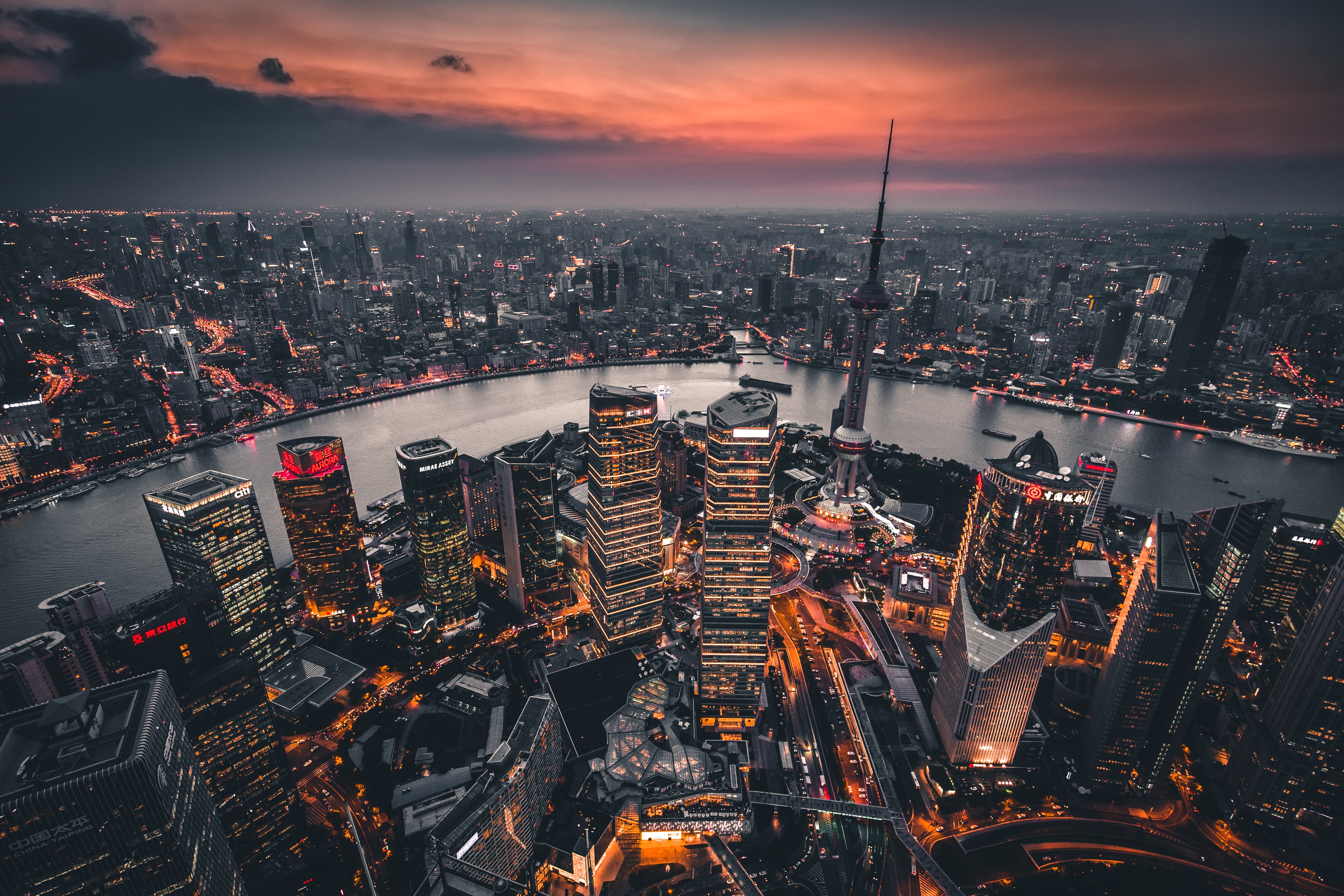 Bird's Eye View of The Pudong District And The Bund