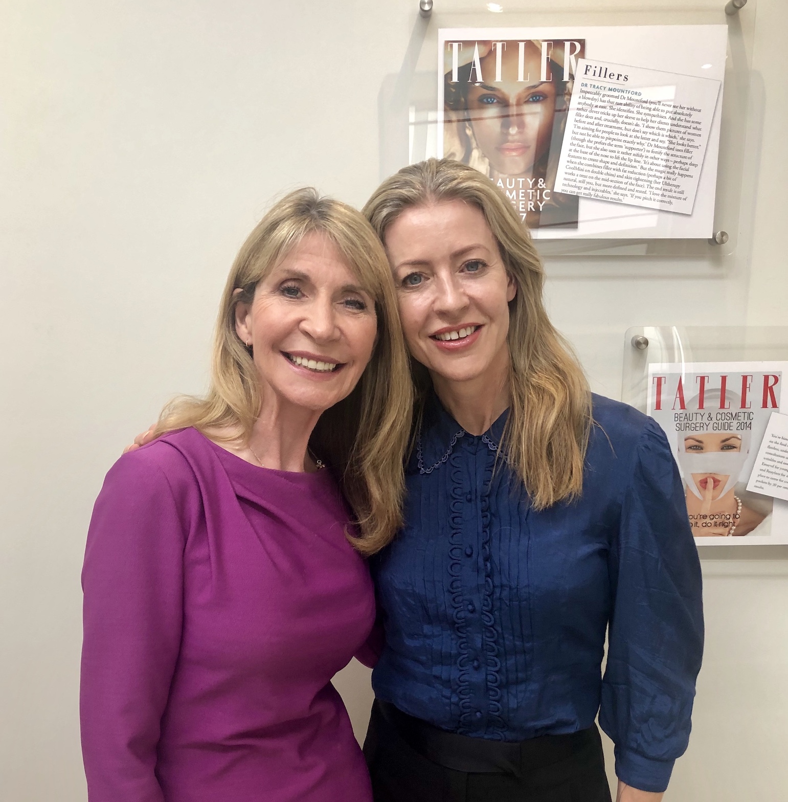 Dr Tracy Mountford and Alice Hart-Davis at The Cosmetic Skin Clinic in Devonshire Place, London 