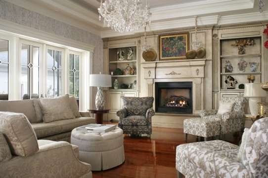 Habersham Featured Home Custom Fireplace Mantle and Wall Cabinetry