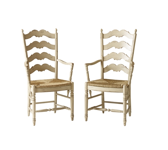 Ladderback Arm Chairs with Rush Seat