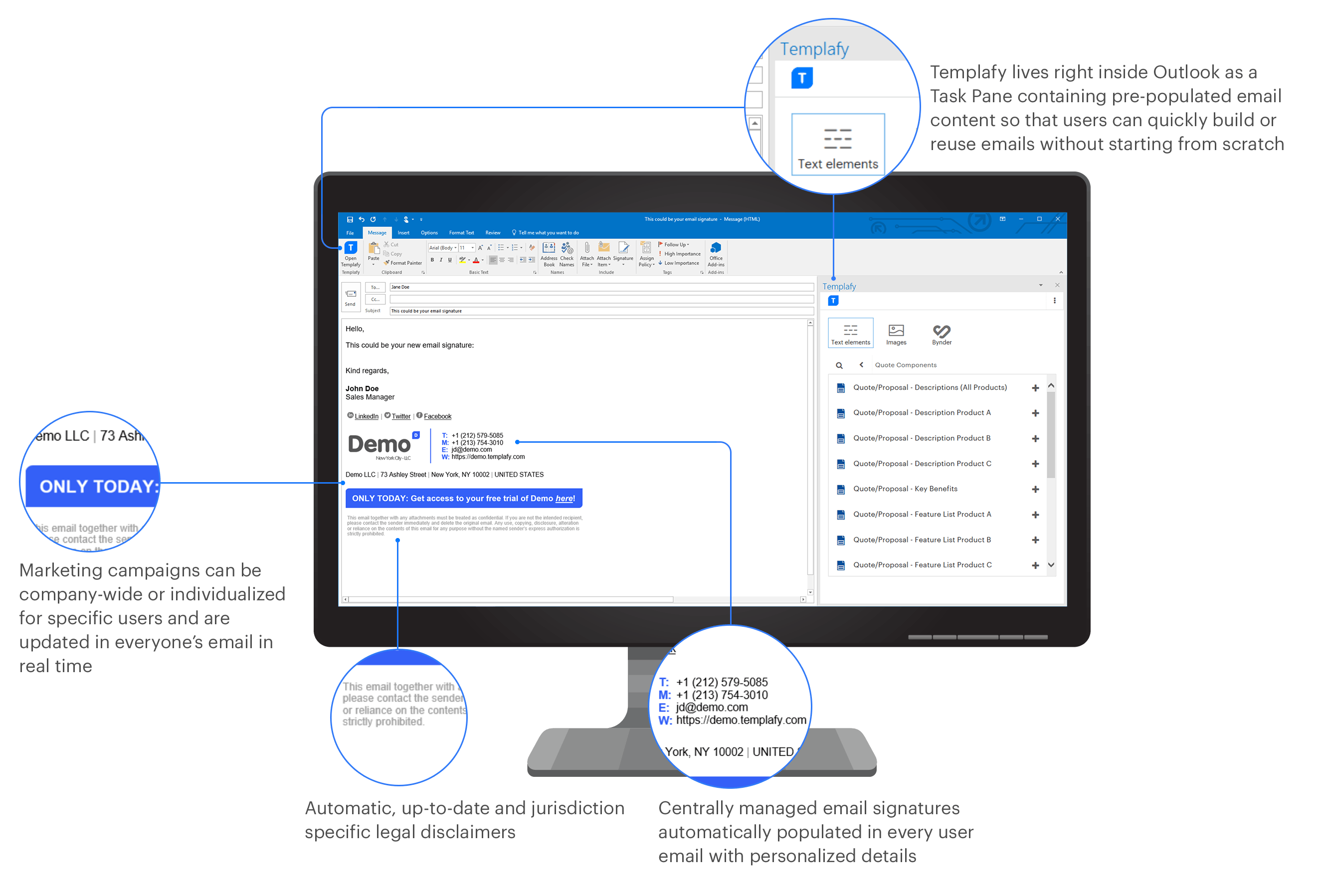 Templafy email productivity explained on desktop 