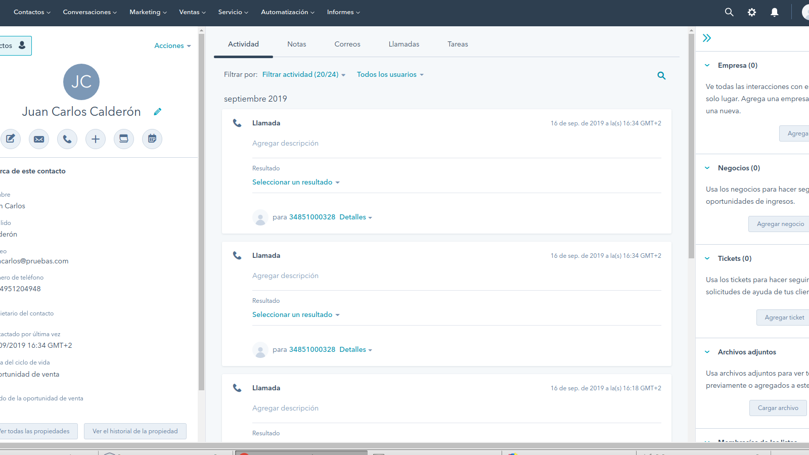 Automatización de llamadas