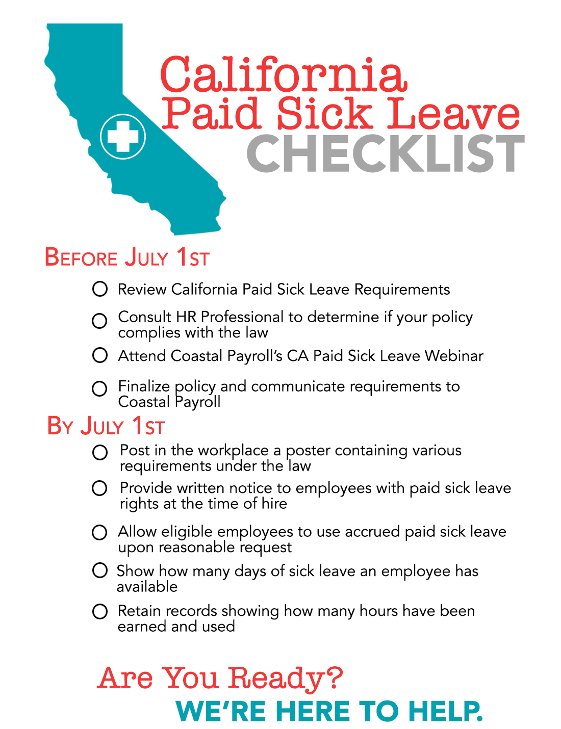 Are You Ready? CA Paid Sick Leave Checklist