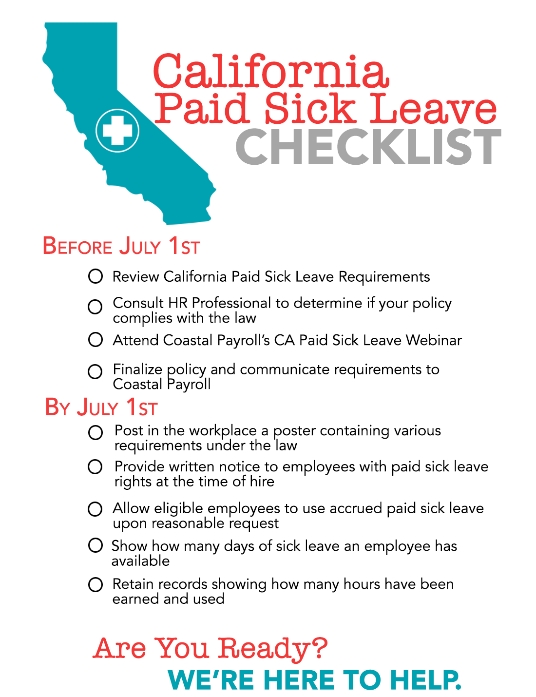 Are You Ready CA Paid Sick Leave Checklist   Checklist1 