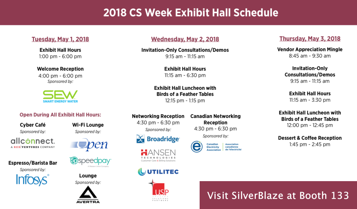 2018 CS Week Exhibit Hall Schedule