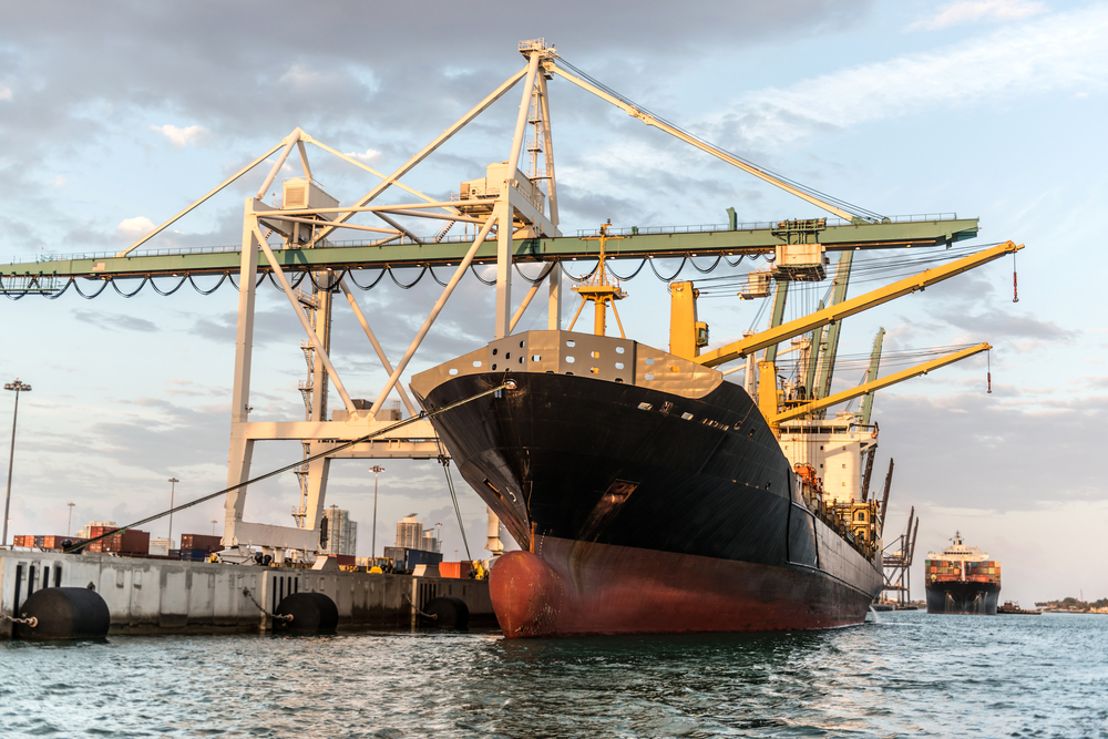 Trade boat at the poart of Miami