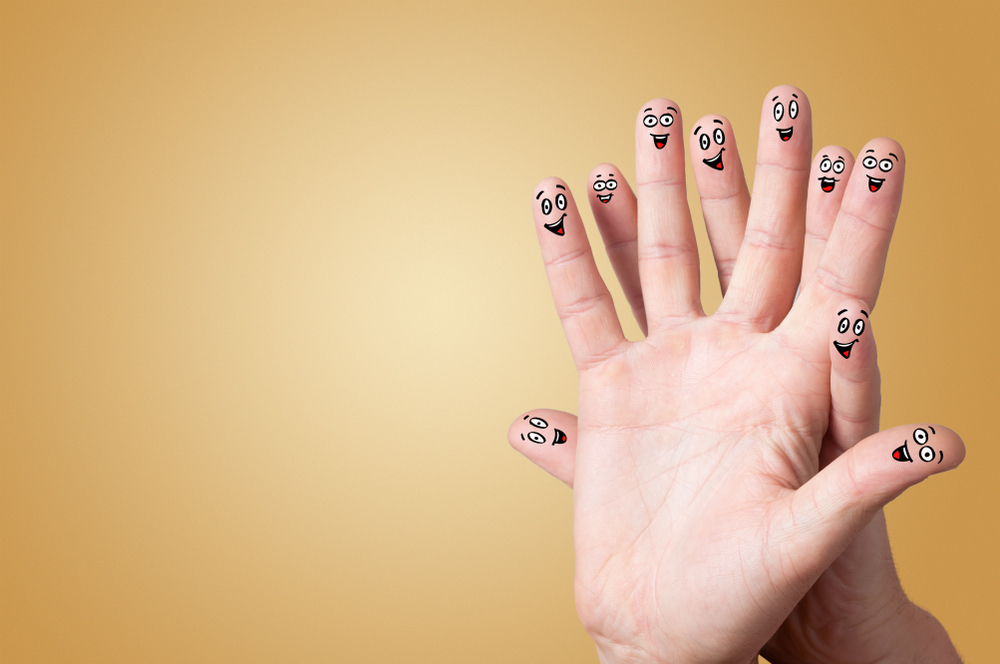 Happy face fingers hug each other-1