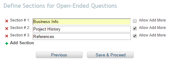 Define Open Ended Question Sections