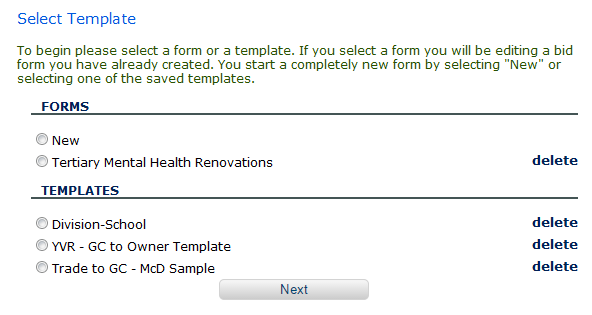 Draft Bid Form