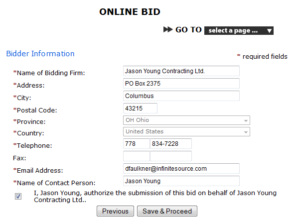 Bidder Information