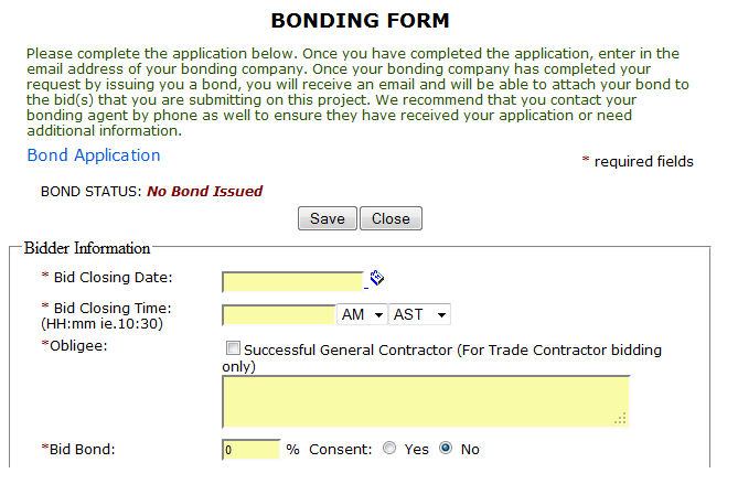 Bond Application