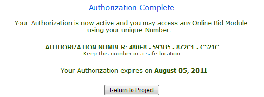 Bidder Authorization