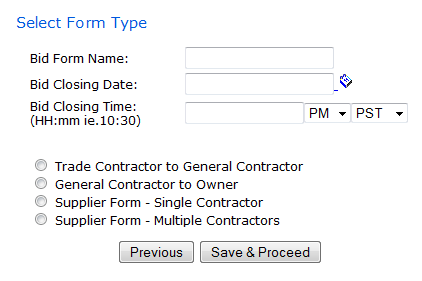 Select Form Type