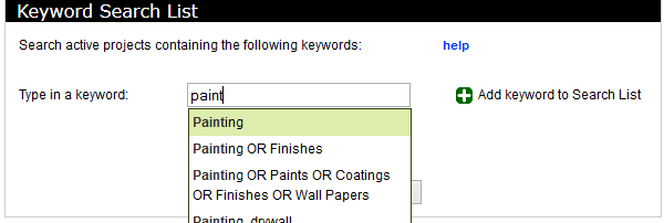 Enter in Keywords