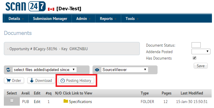 Document Posting History