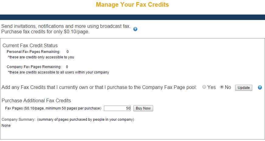 Purchase Fax Credits