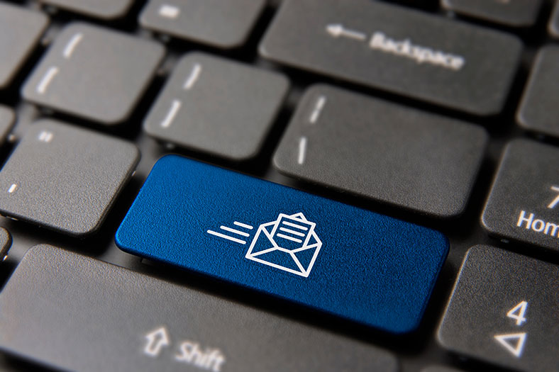 Blue email button on keyboard