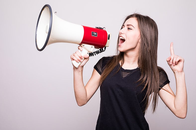 Person with megaphone