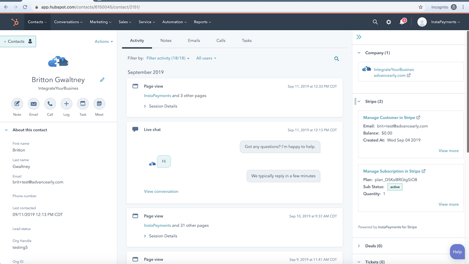 See the billing data for your contacts.