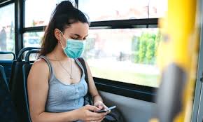 face mask on bus