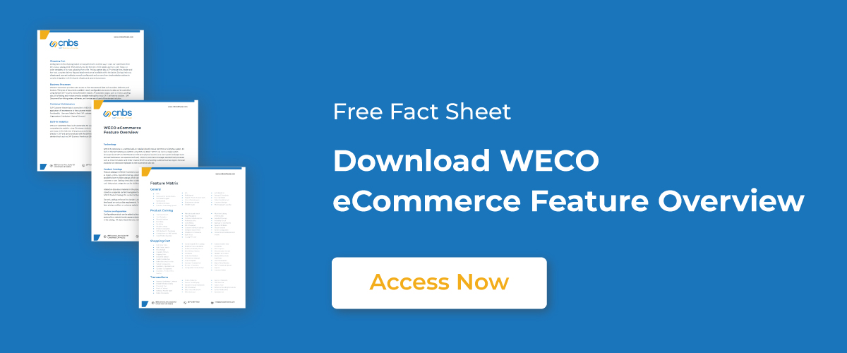 Image with words "Download WECO eCommerce Feature overview"