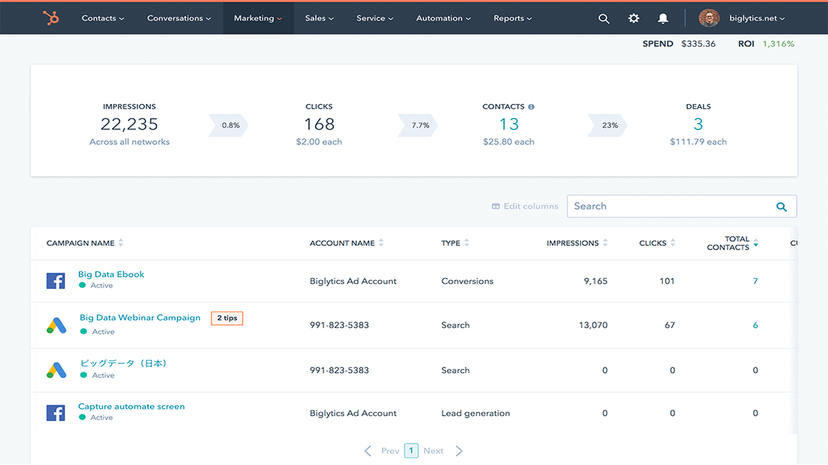 social and ads tools in HubSpot