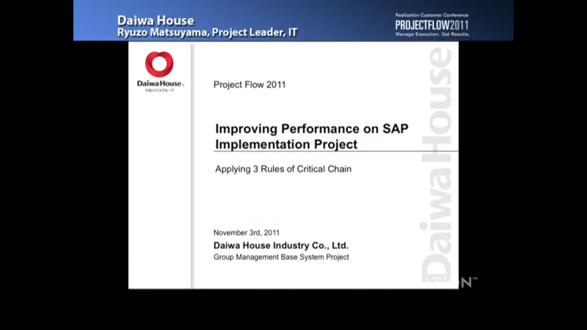 Daiwa House shares their results of implementing Critical Chain Project Management