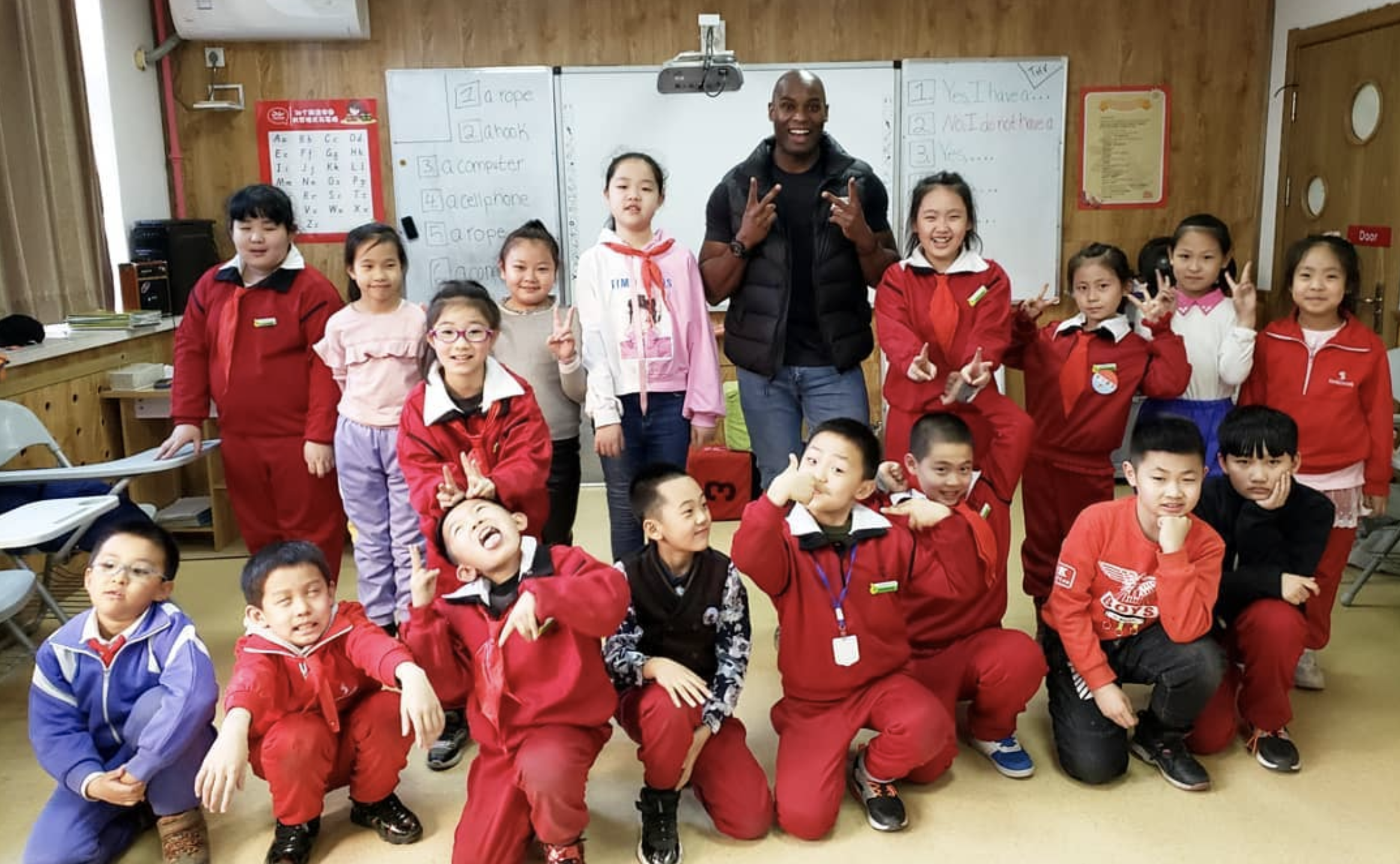 ESL teacher in china with his TEFL students