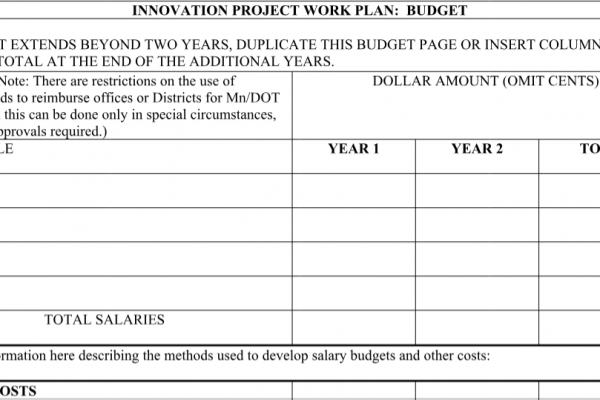 Innovation Project Budget Plan