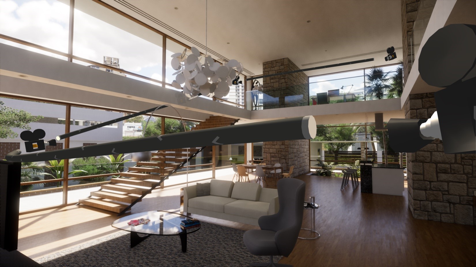 Video path traveling between floors