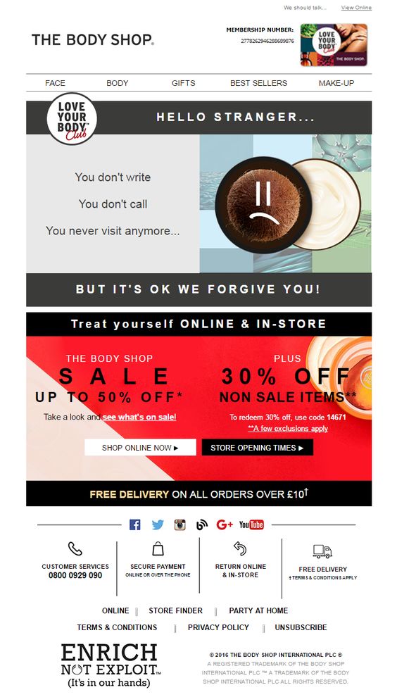 the body shop reengagement email