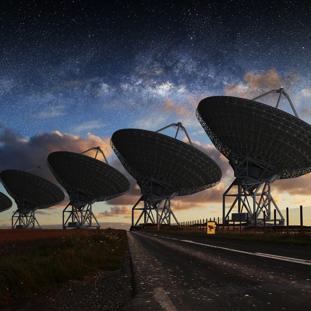 Radio Telescope view at night