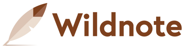 Wildnote company logo with stylised feather icon.