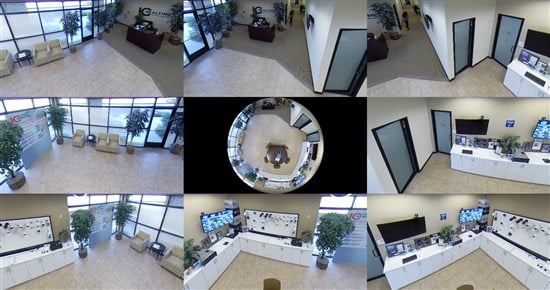 360 degree video surveillance camera view