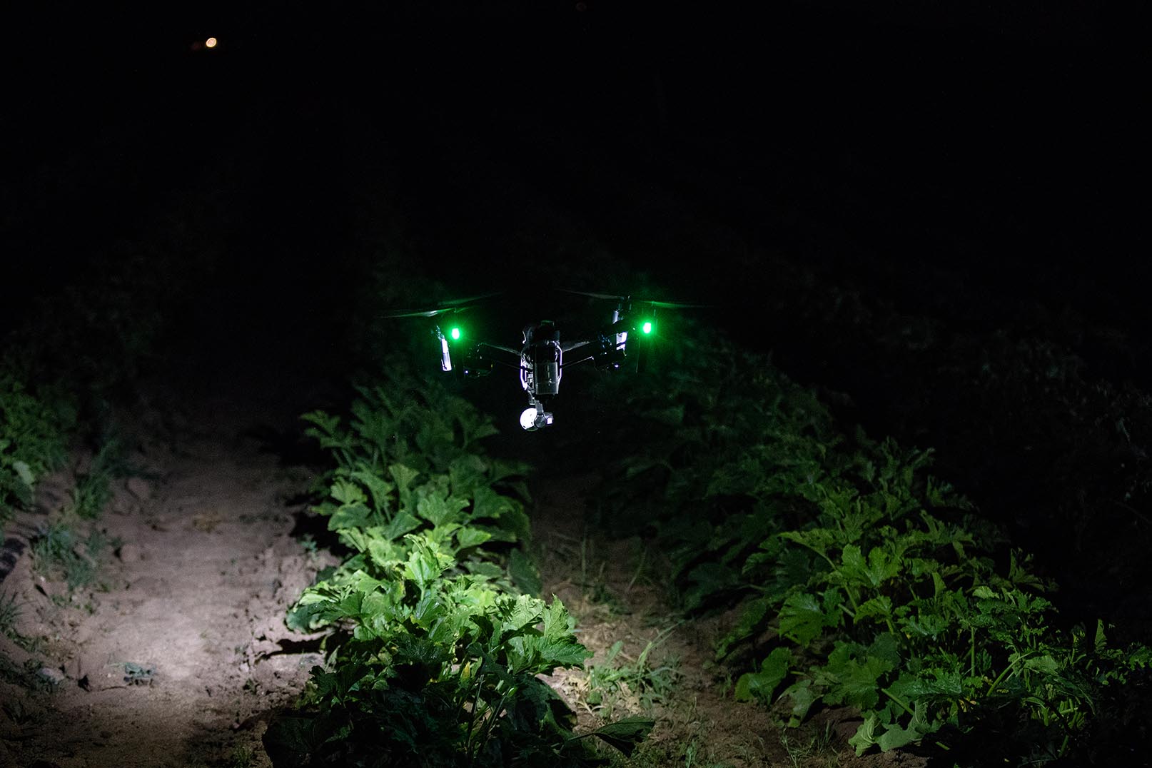 Drone equipped wit 2 FoxFury Rugo R1S to inspect weather damaged crops