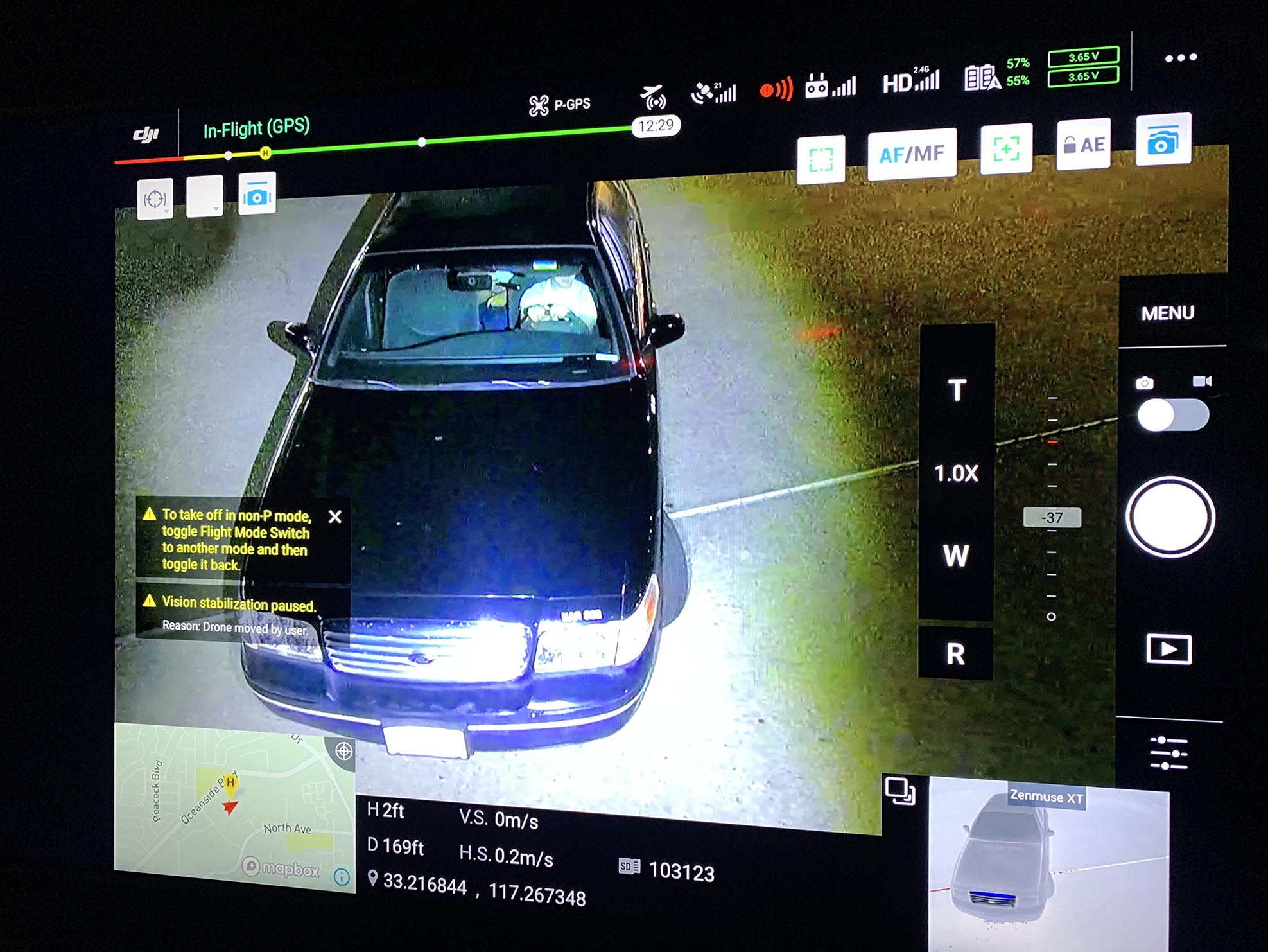 Rugo light is used to illuminate suspect and hostage in vehicle