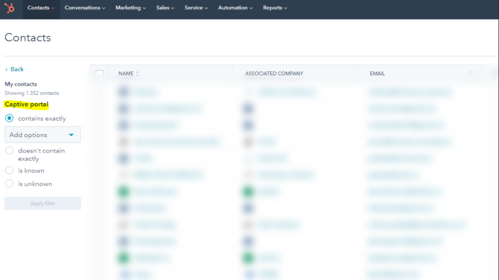 See contacts from your wifi experience in your HubSpot