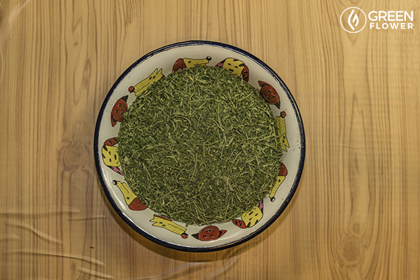 cannabis trim in a bowl