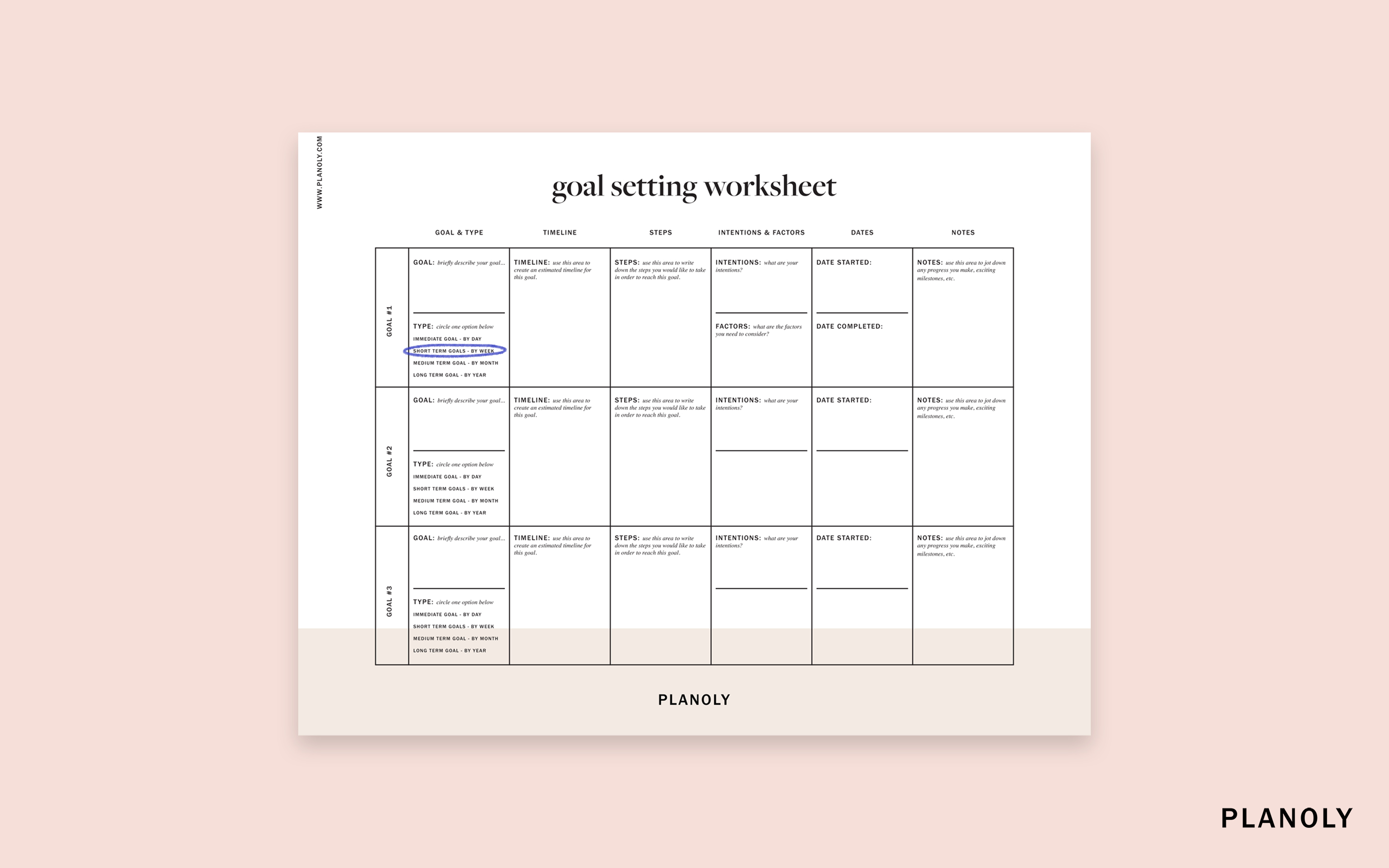 Setting worksheet goal Free Printable