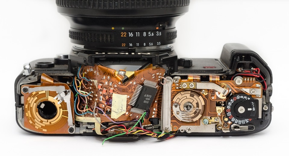 Digital camera with rigid and flexible circuitry