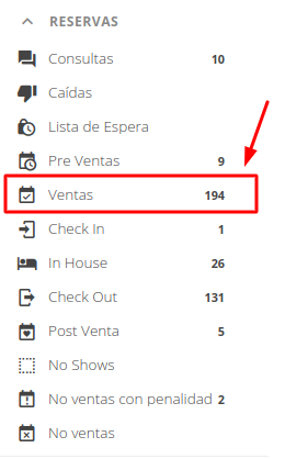 Listado de instancias de reservas en Pxsol