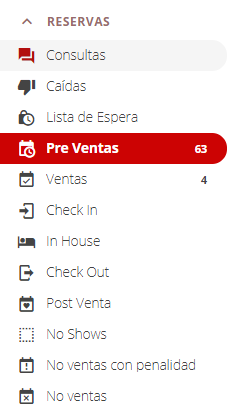 Vista de la carpeta de transacciones