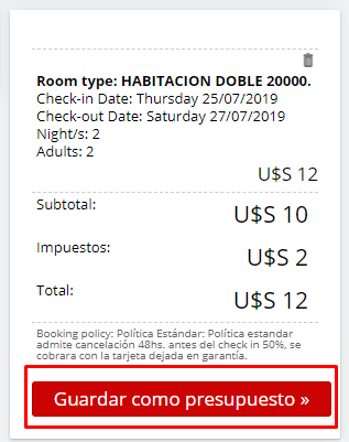 Presupuesto generado y guardado en la consulta.