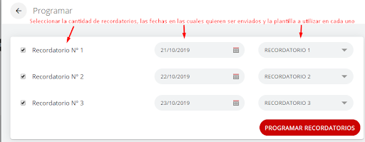 Configuración de recordatorios