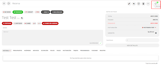 Ícono para reiniciar reserva