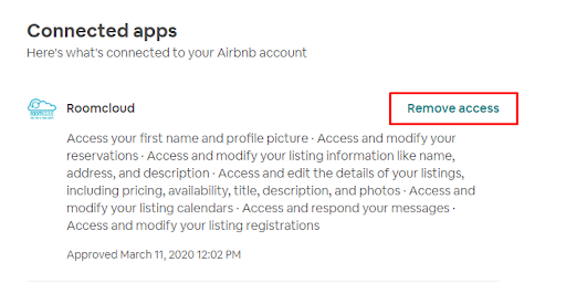 Imagen para remover acceso de apps conectadas en Airbnb