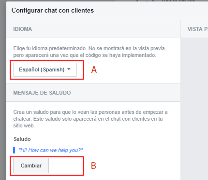 Configurar idioma y mensaje de bienvenida Facebook