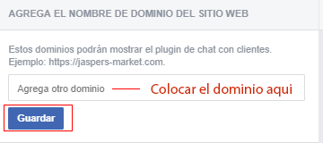 Configurar dominio para chat Facebook