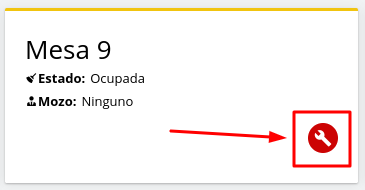 Selección de una mesa en el plano